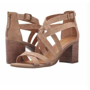 Franco Sarto Hachi Suede Heels 11 Tan Beige Sandals Strappy Comfort Capsule